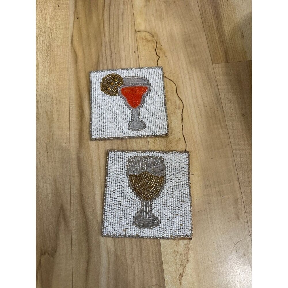 Folkulture Handmade Beaded Drink Coasters Set